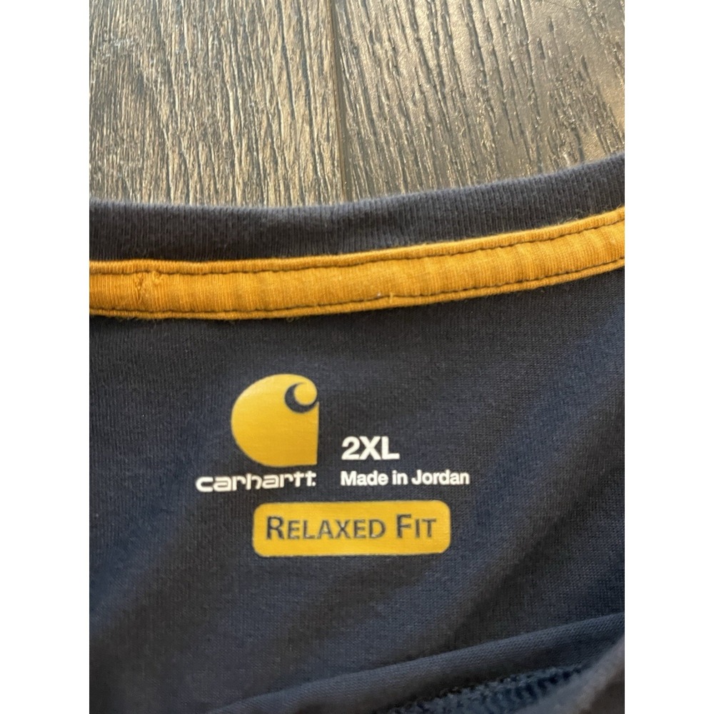 Carhartt Shirt Mens 2XL Blue Long Sleeve Tee Heavyweight Workwear Relaxed Fit - Picture 5 of 9